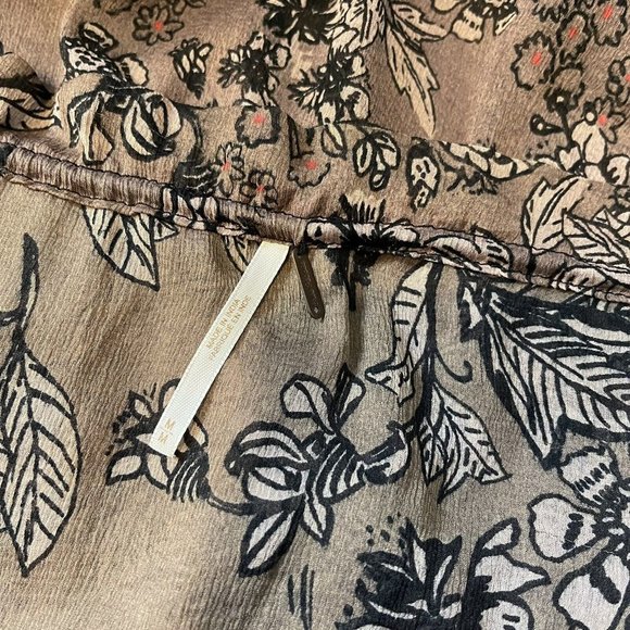 Free People Hendrix Floral Boho Sheer Peasant Blouse medium off shoulder Hippie - Picture 7 of 8